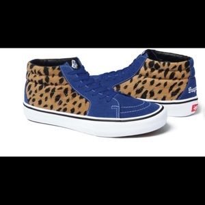 Men’s Sk-8 Mid Supreme x Vans, Leopard/Royal Blue